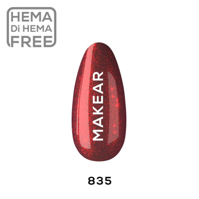 Verniz Gel 835 Vermelho com glitter 8ml MAKEAR PORTUGAL
