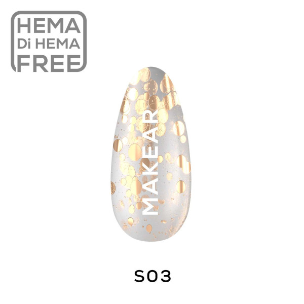 Verniz Gel S03 Efeito Foil Dourado 8ml MAKEAR
