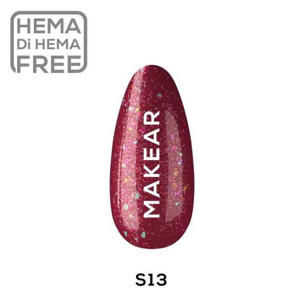 Verniz Gel S13 Glitter Vermelho 8ml MAKEAR