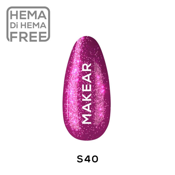 Verniz Gel S40 Glitter Rosa 8ml MAKEAR