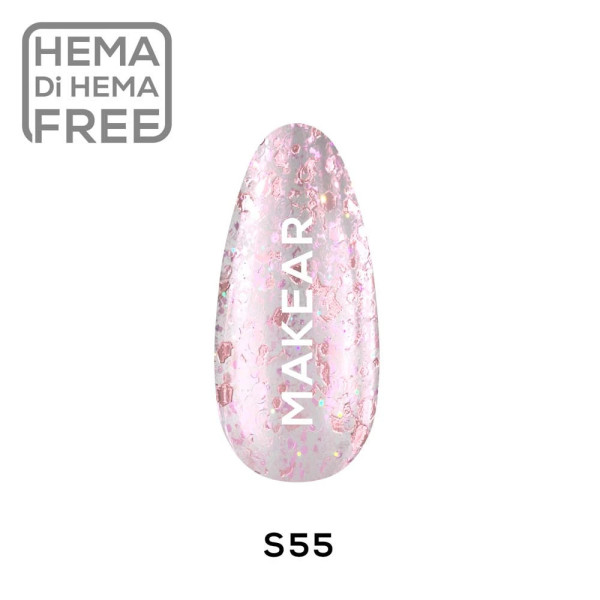 Verniz Gel S55 Efeito Foil Rosa 8ml MAKEAR
